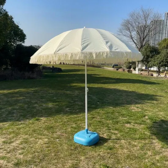 Nappa inclinabile UV per ombrello bianco con frange da 2 metri